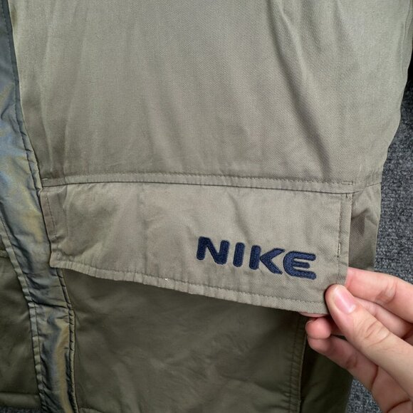 VTG Nike Silver Tag Medium Fleece Lined Down Fill Puffer Jacket Winter Zip Green - Picture 8 of 16